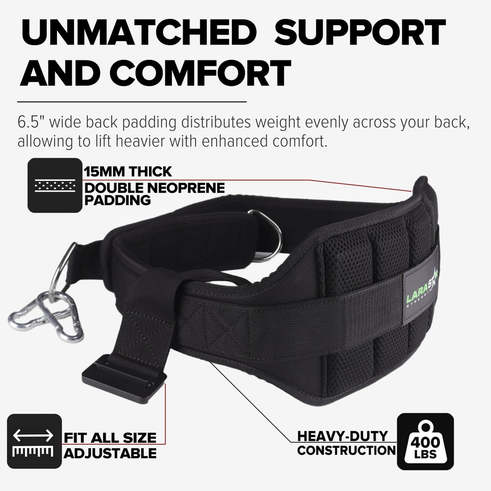 Belt for Belt Squat Dip Belt Weighted Pull Up, Heavy Duty with Structured Bac...