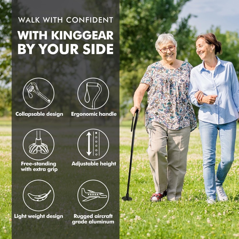 F1 Lightweight Folding Walking Stick - Adjustable Cane for Enhanced Mobility