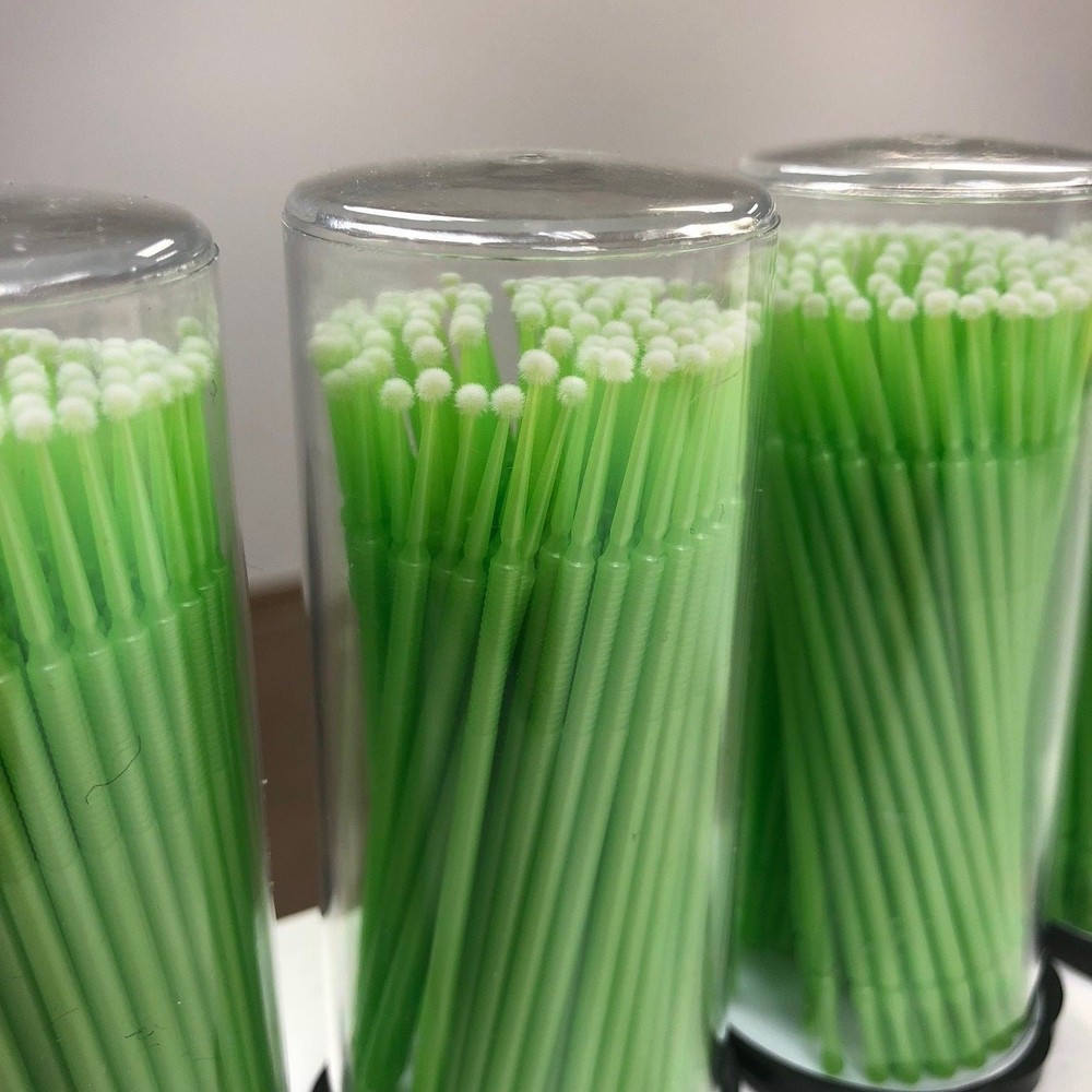 800 (8 Kegs) Green Micro Brush Eye Lash Tools, Regular Tips, Eyelash Disposable