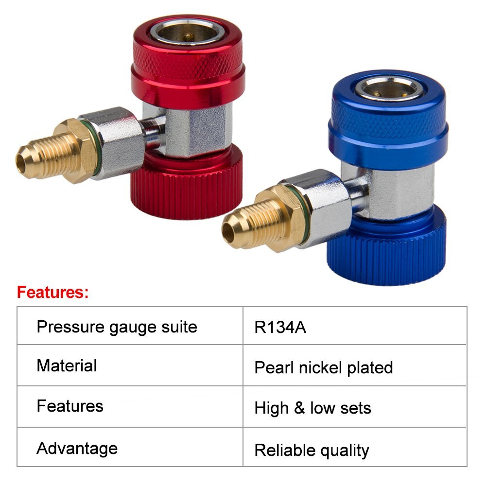 Adjustable A/C Quick Coupler Connector Adapter High Low Side 1/4" SAE HVAC