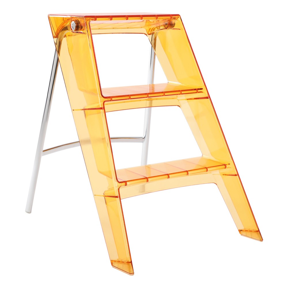 3 Step Ladder Folding Step Stool Orange Folding Step Stool for Adults 44*52*63cm