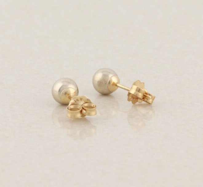 14k Yellow Gold 4.8mm Ball Bead Earrings Stud Post