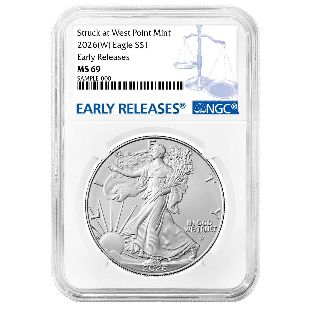 2026 (W) $1 1-oz American Silver Eagle NGC MS69 ER Blue Label