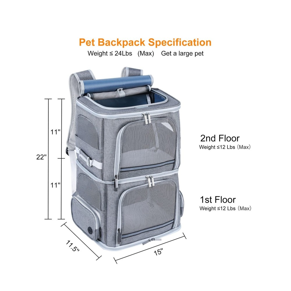 Double Cat Carrier for 2 Cats,Dog Backpack Carrier for Medium Dogs,Double Com...