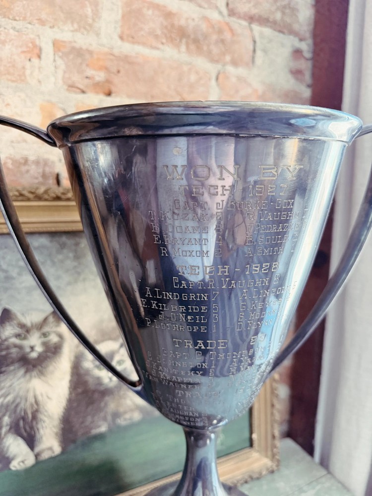 Huge 1927 Silver Plated 8 Oar Rowing Crew Trophy