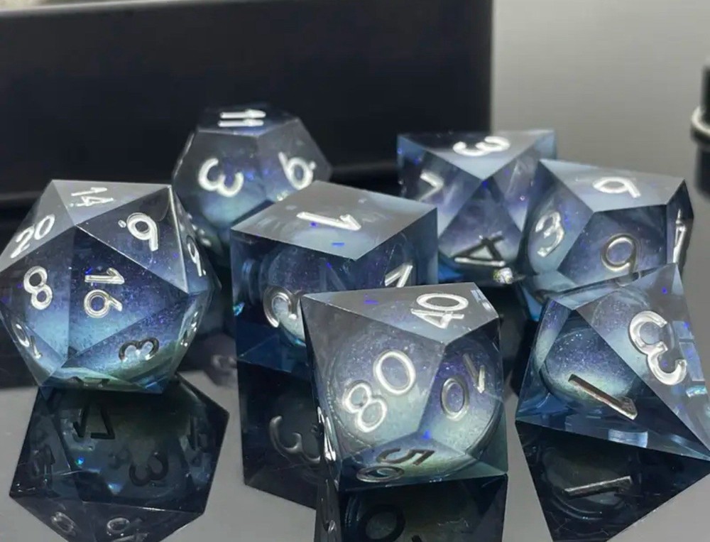 Galaxy Core Premium DND Dice Set | Sharp Edge Polyhedral Dice D&D Space Dice