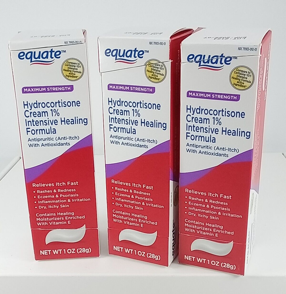 Equate Maximum Strength Hydrocortisone Cream, 1 oz Each, 3 PACK.