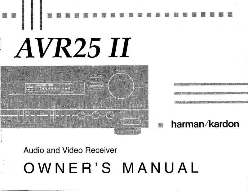 Harman Kardon AVR25II Receiver Owners Manual