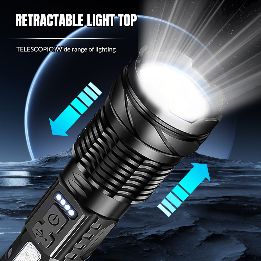 15000000LM Super Bright LED Flashlight Tactical USB Rechargeable LED Work Light