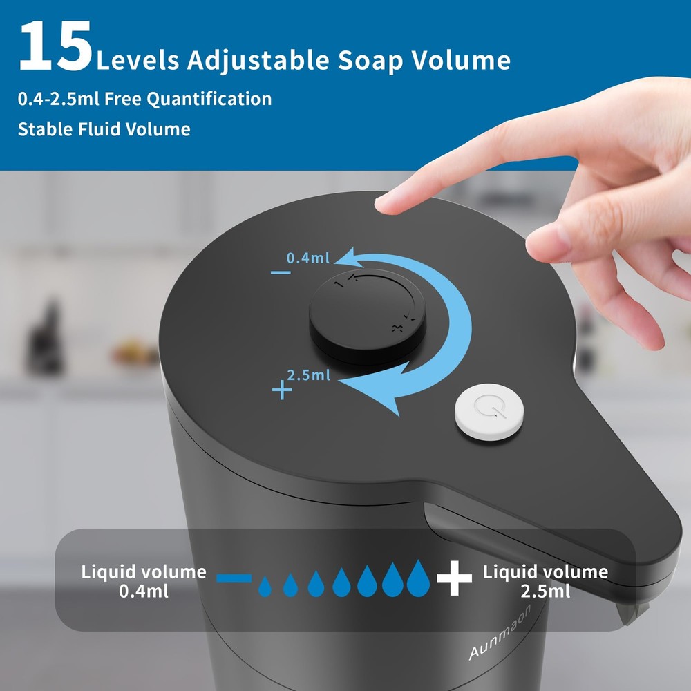 Aunmaon Automatic Soap Dispenser Touchless, Hands-Free, Multi Bright Black
