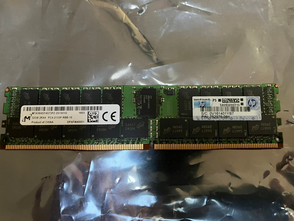 HP 32GB PC4-2133 DDR4 RDIMM RAM ECC MODULES | 752370-091