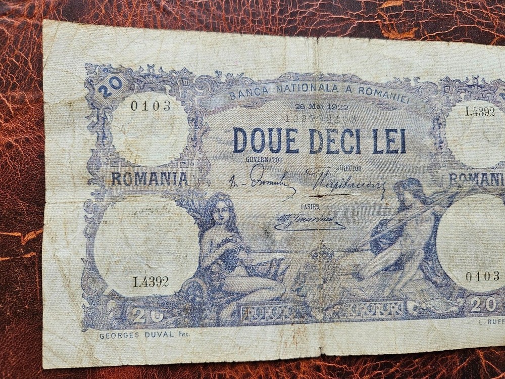 Romania 20 lei 1922 rare banknote