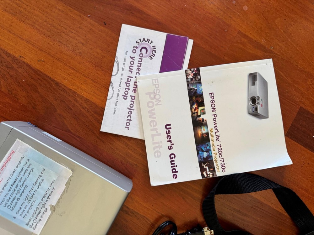 Epson PowerLite 730c LCD Projector with Case, Cables, and Remote Control