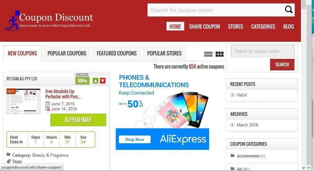 Best Coupon Site with Affiliate Link - Free Installation + Hosting