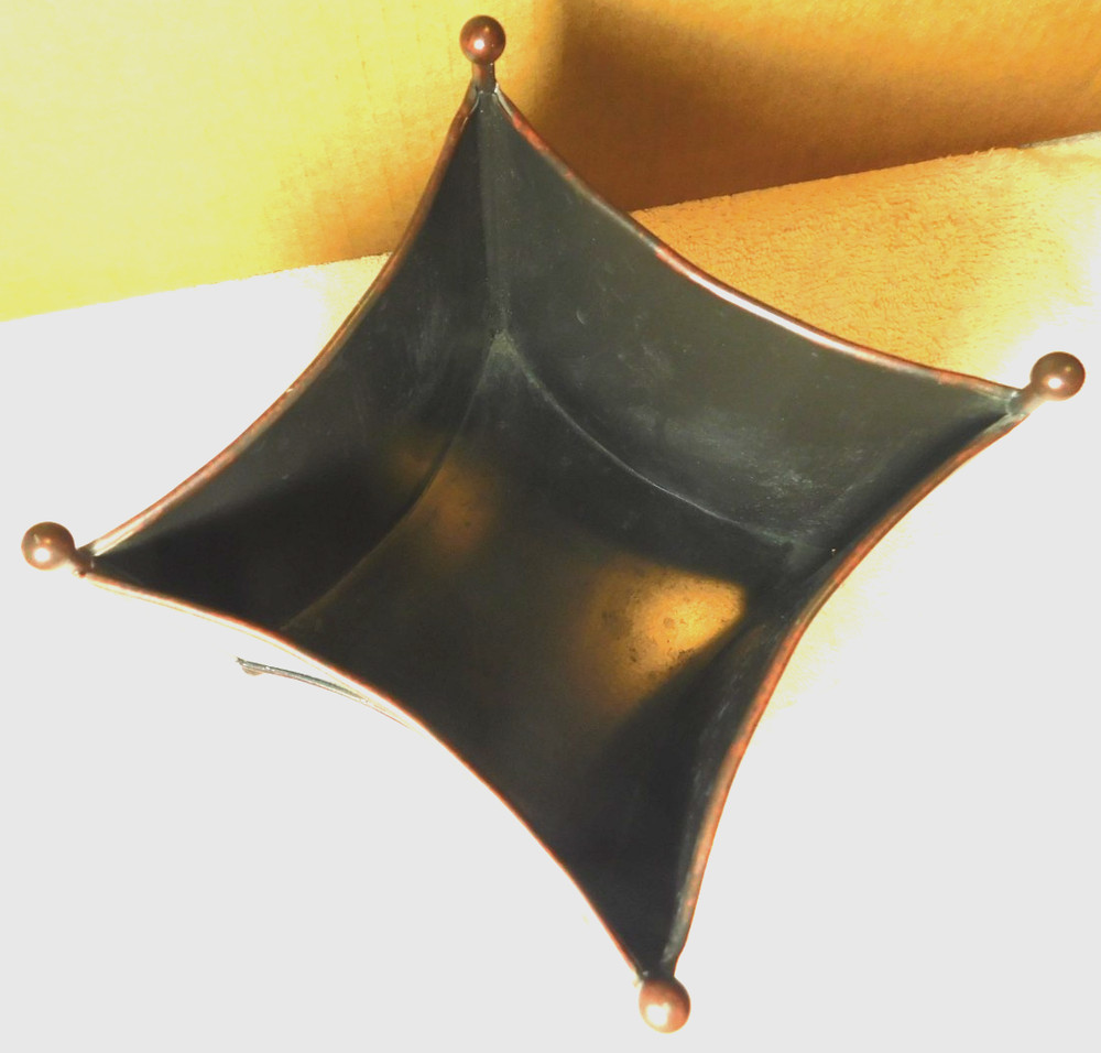 Telefloral Gift~Square Metal Footed Brown Solid Planter Vase