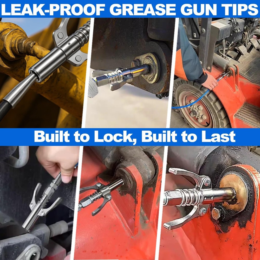 Grease Gun Coupler Double Handle Quick Lock Release Grease Tip End Coupler
