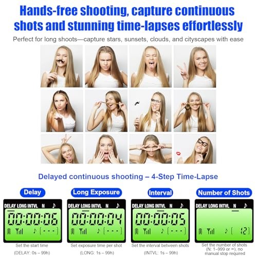 AODELAN Canon Cameras Rechargeable Timer Shutter Release Remote Control with LCD