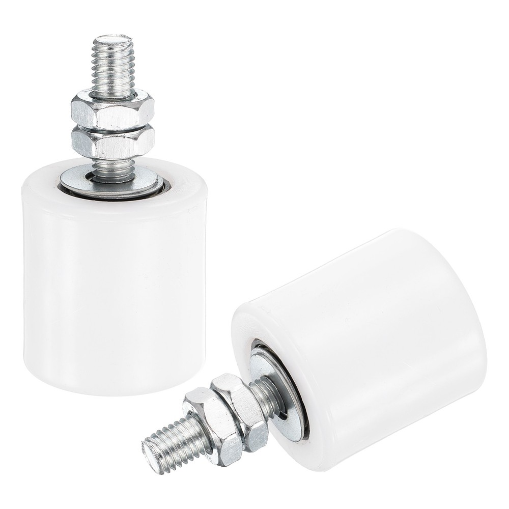2Pcs Slide Gate Guide Roller 1.7" Nylon Sliding Gate Support Assembly, White