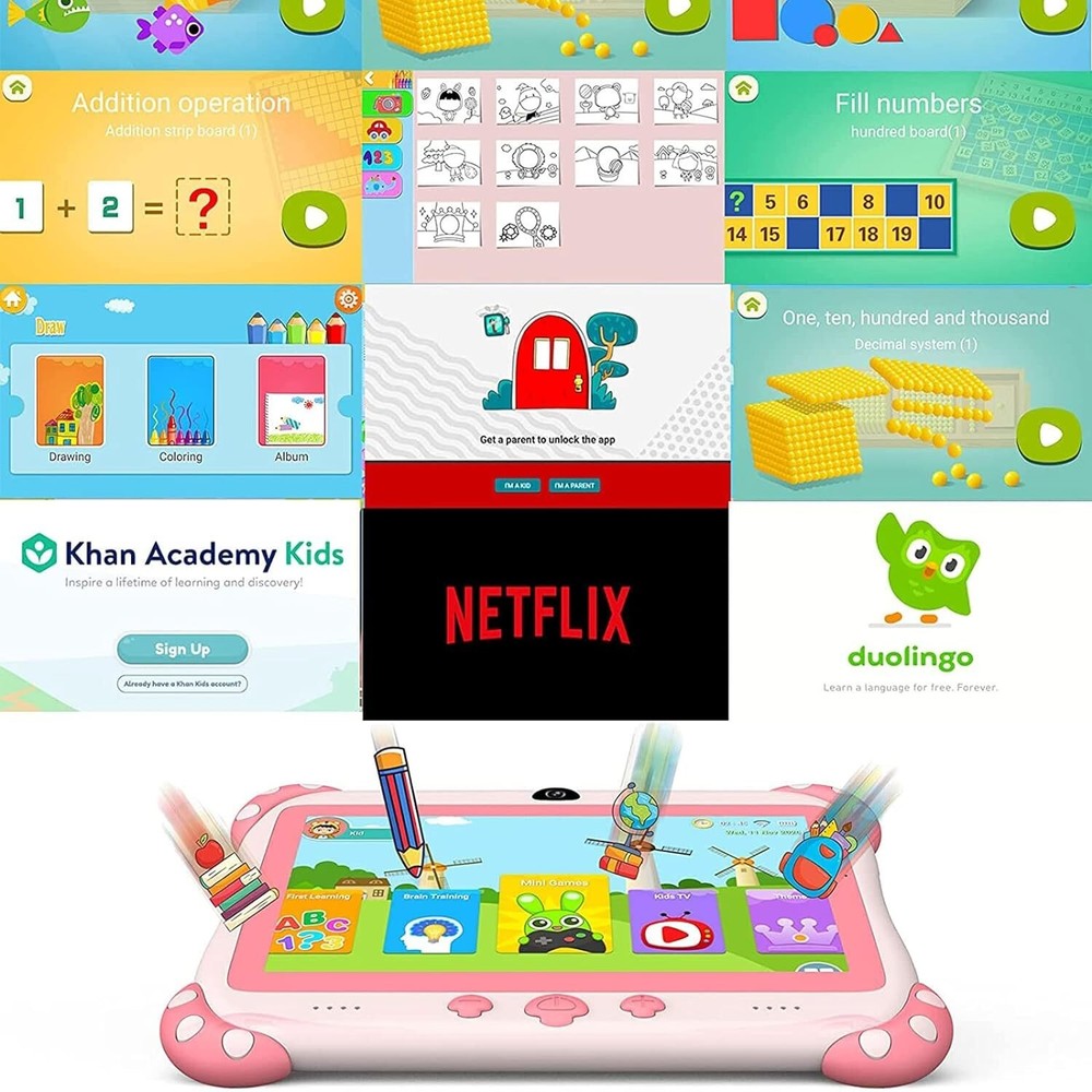 Kids Tablet PC 7" Android 11 2GB RAM 32GB Storage Free Case WIFI Camera bundle