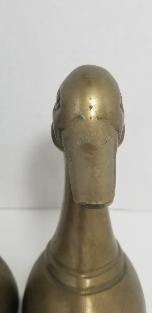 Vintage Solid Brass Mallard Duck Heads Bookends Pair Set