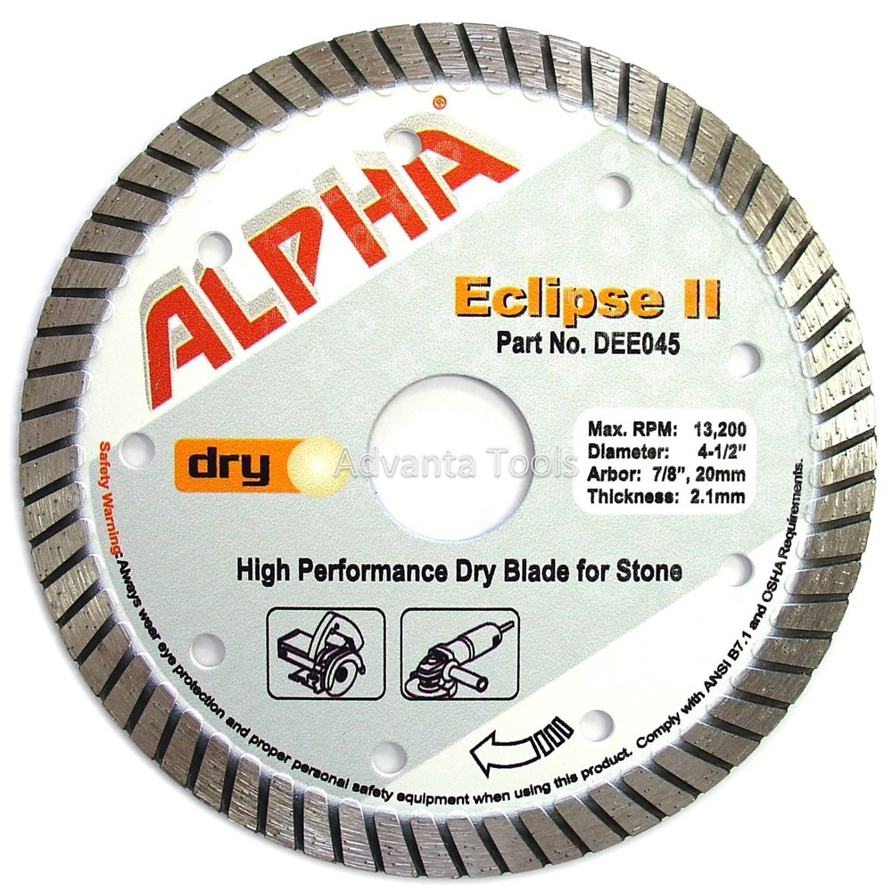 4-1/2” Alpha Eclipse II Diamond Saw Blade for Stone Tile Granite Hard Concrete