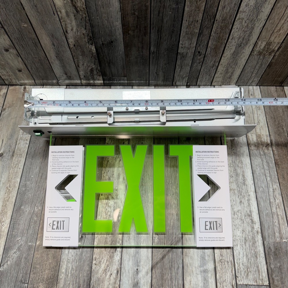 Emergency Exit Sign Double Sided Mirrored Acrylic Recessed LED Exit Sign