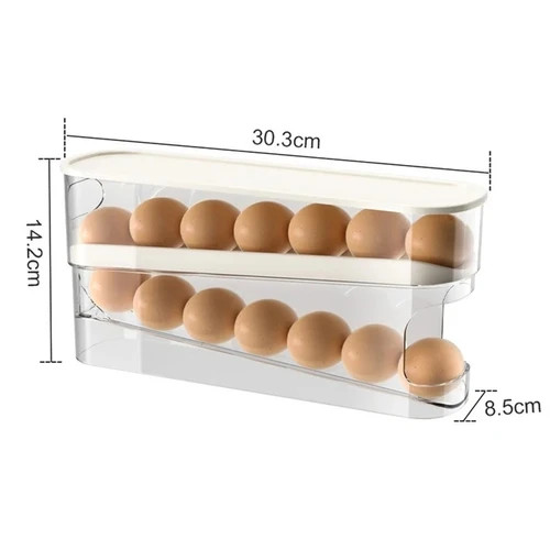 Bilayer Rolling Egg Storage Box Automatic Refrigerator Dispenser Holder Rack