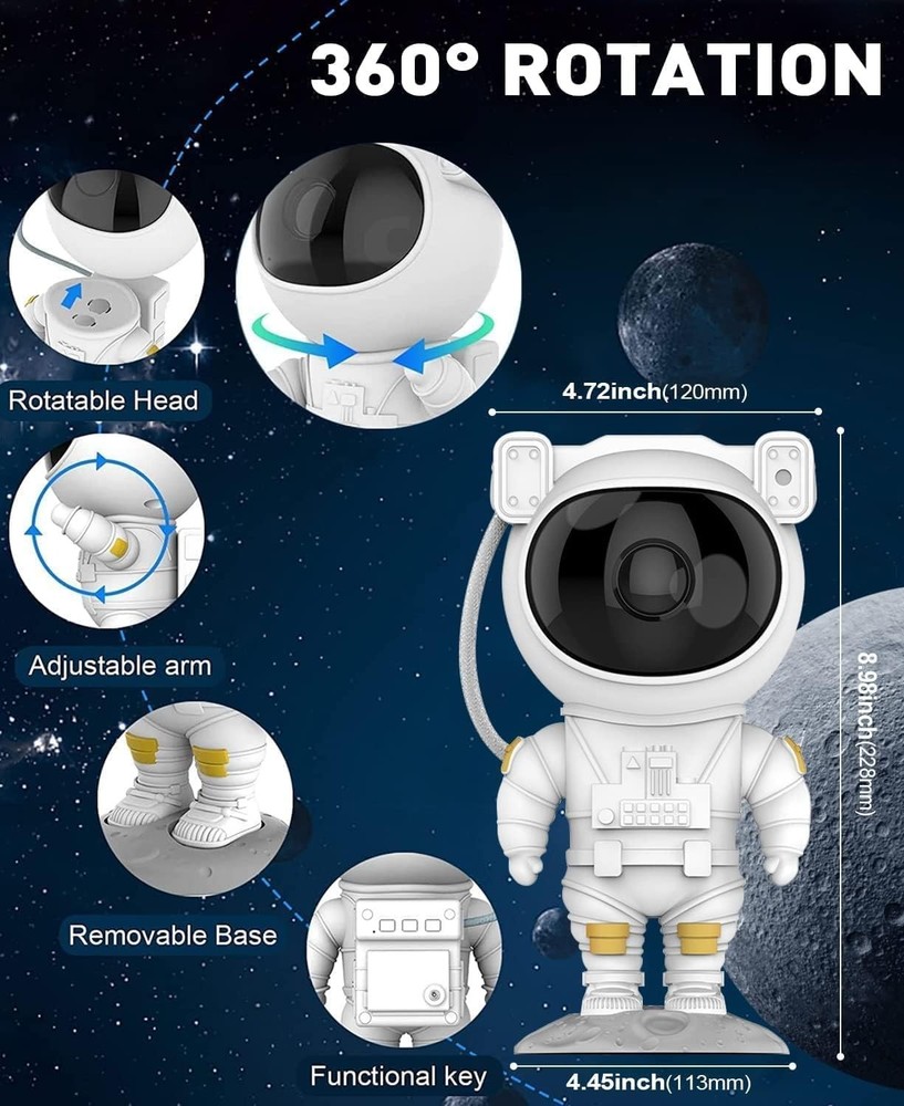 Mooyran Astronaut Starry Sky Night Light Projector - White