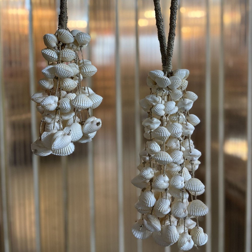 Handcrafted Shell Hanging Maracas Shaker With Leather Handle Seashell Percussion