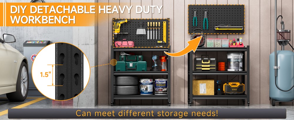 3-shelf Metal Shelving Garage Shelving Tool Boxes Tool Holder Workshop Systems