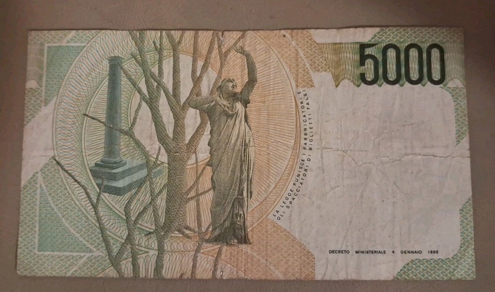 1985 Italy 5000 Lire Note