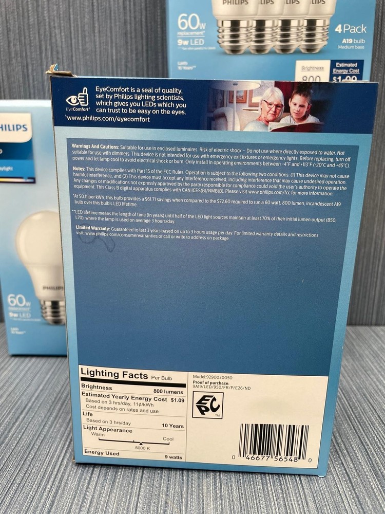 16 Pack x Philips 60W Equivalent Daylight A19 Medium LED Light Bulb