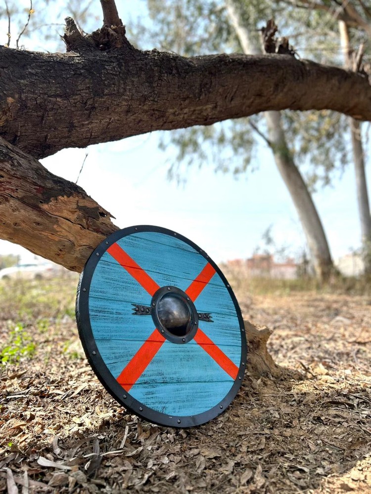 24'' Medieval Wooden Viking Shield Authentic Battle Warrior Handmade Shield