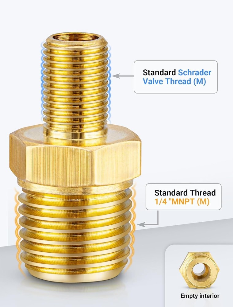 Compact Brass Tire Chuck Adapter for Easy Air Tool Connection - Portable Design