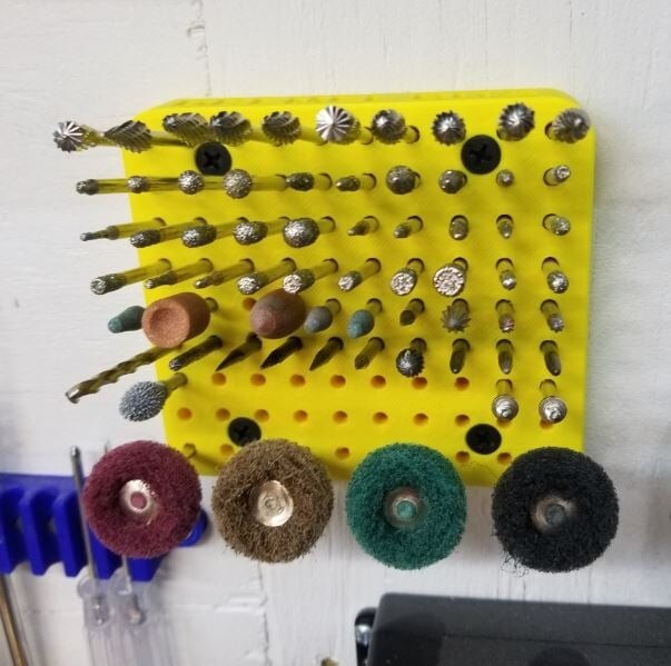 Wall Mount Desk Organizer Holder for Dremel / Rotary Tool Bits Hold 90 Bits 1/8"