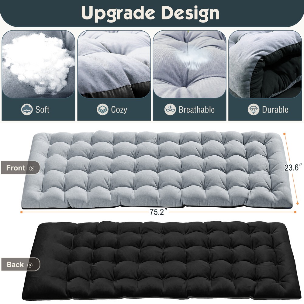MOPHOTO Folding Camping Cot Adjustable 4-Position Reclining Folding Chaise & Mat