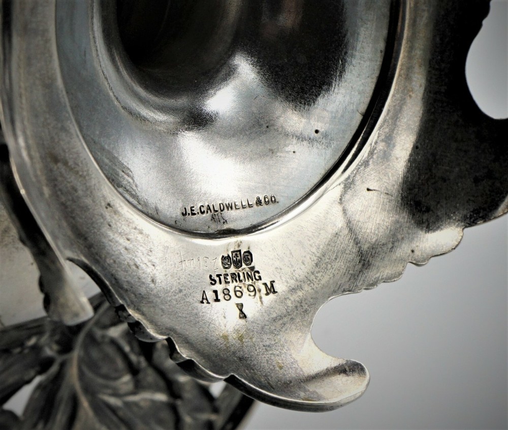 ANTIQUE GORHAM FOR J.E. CALDWELL STERLING SILVER REPOUSSE COMPOTE C. 1869-1880
