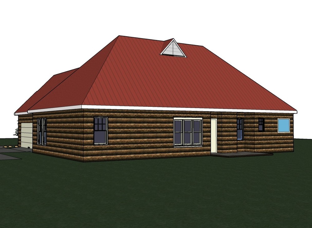 Amanda 1706G-4 log Home, House plan 3 bed room, 2 bath split plan in PDF