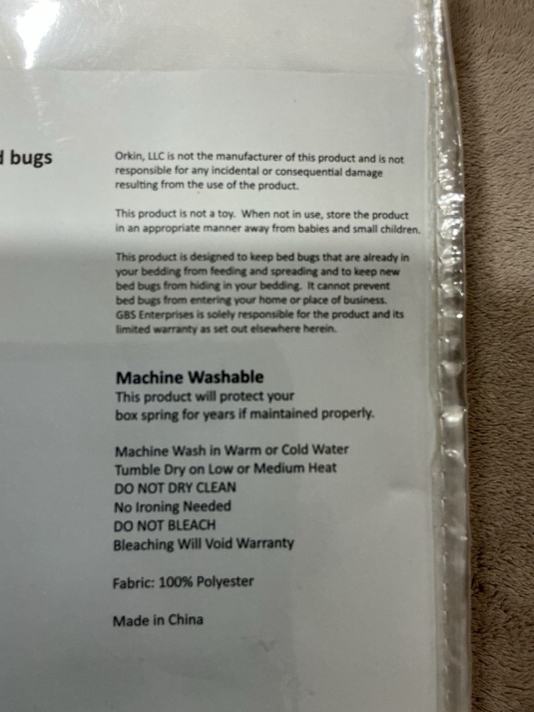 Orkin Bug Guard Zippered Enclosure System Bed Bug Proof Fabric Full Size New