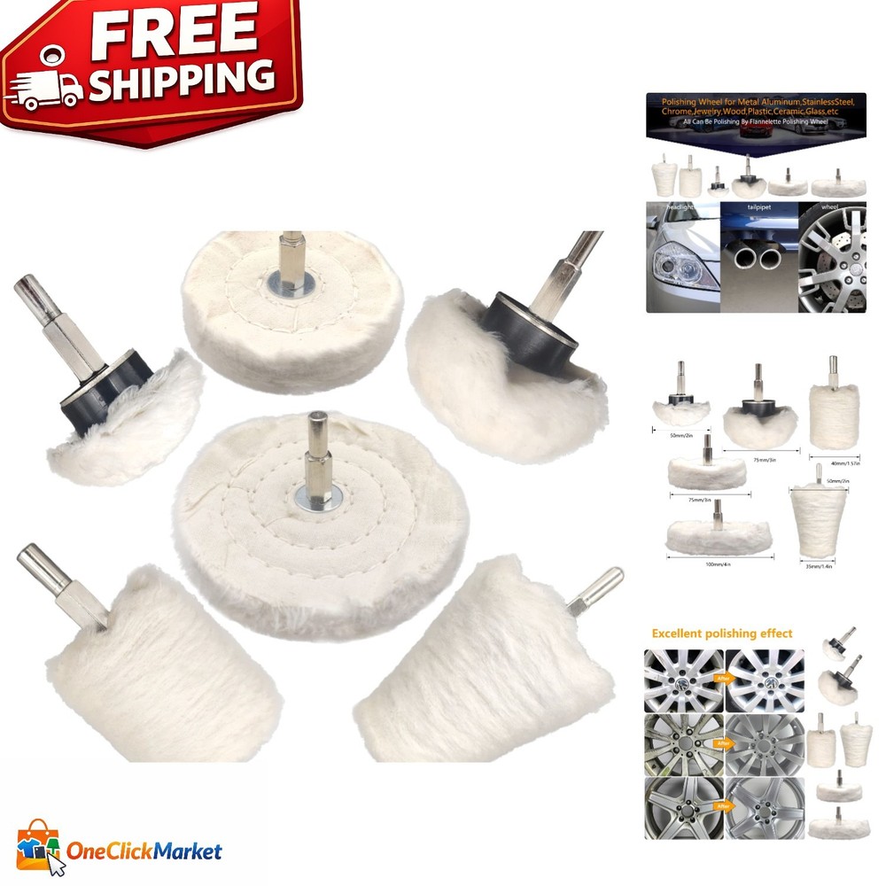 Versatile 6-Shape Polishing Wheels for Electric Drill - Non-Scratch Cotton