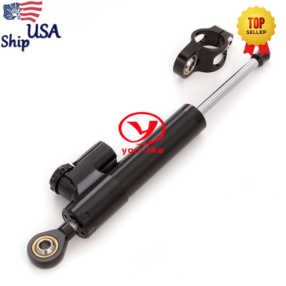 CNC Universal Steering Stabilizer Damper Linear Control Safety Black Aluminum