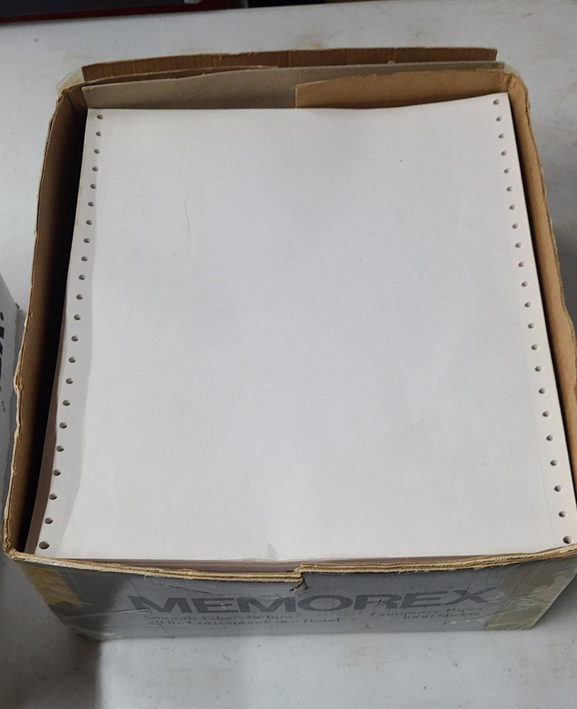 Approximately 2000 Sheets (Two 1000 sheet Boxes) Dot Matrix Printer Paper