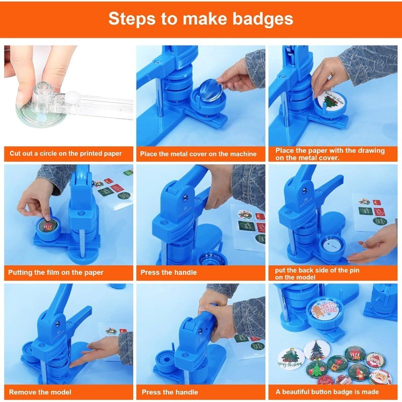 Button Maker Machine Multiple Sizes 1.26+1.73+2.28 inch Pin Maker Machine