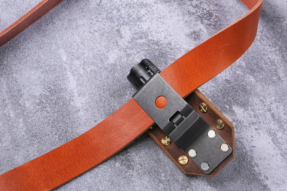 Personalized leather flashlight holster rustic leather flashlight belt holder