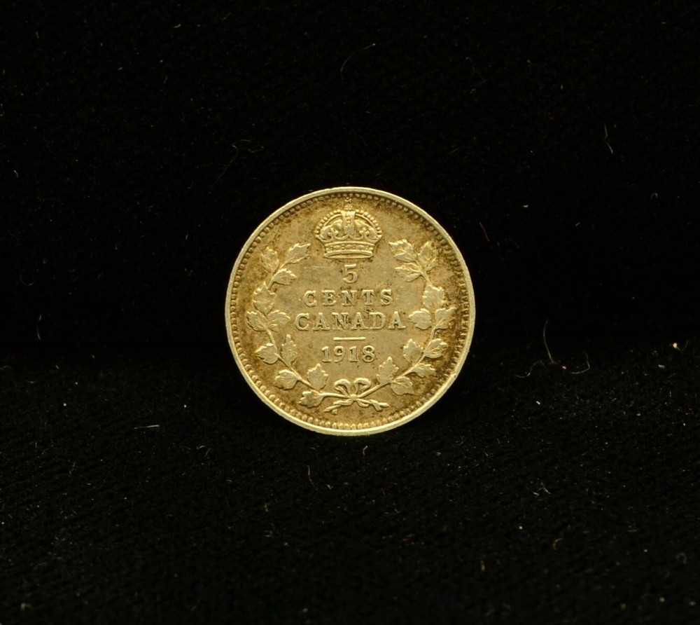 1918 Canada 5 Cent 92.5% SILVER KM 13 INV# EB12148