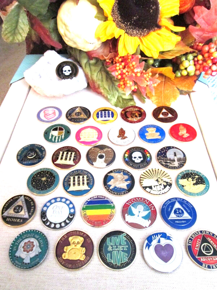 Alcoholics Anonymous Coin Chip 1 Year Gold / Silver BB Bi-plate