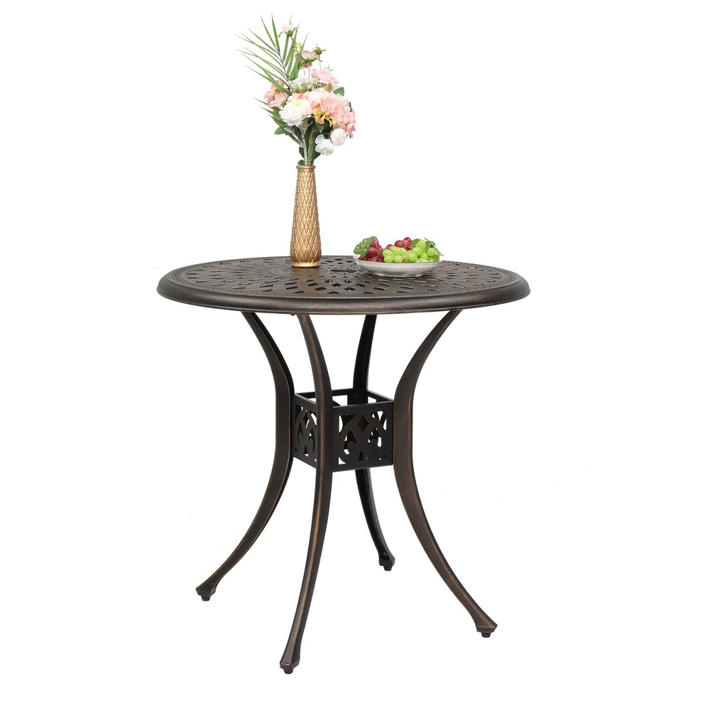 78cm Bronze Cast Aluminum Courtyard Table, Circular Diamond Top