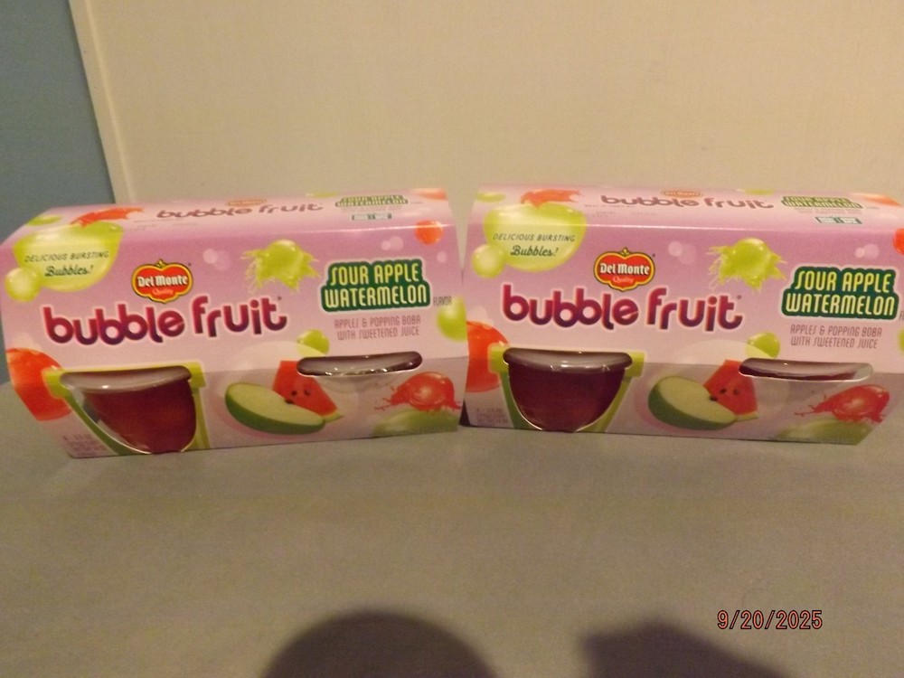 Del Monte Bubble Fruit Sour Apple Watermelon 2 Packs
