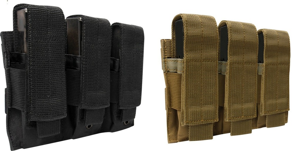Triple Mag Ammo Pouch MOLLE Pistol Pouch with Hook & Loop Closure