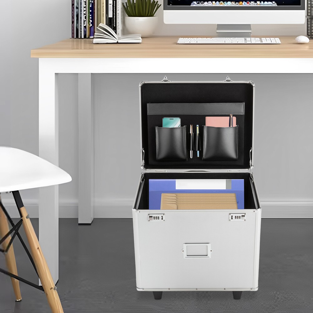 Locking Mobile Business Case, Hand Pull File Case, Office File Organizer Box